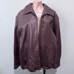 Jos. A. Bank Sig Lamb Bomber Jacket Coat Leather Acorn Brown XL REG NEW